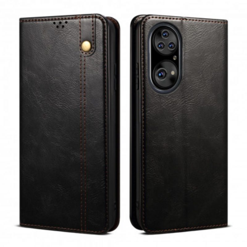 Folio Cover Huawei P50 Pro Custodia in pelle Ecopelle Cerata