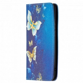 Folio Cover Huawei P50 Pro Custodia in pelle Farfalle Colorate