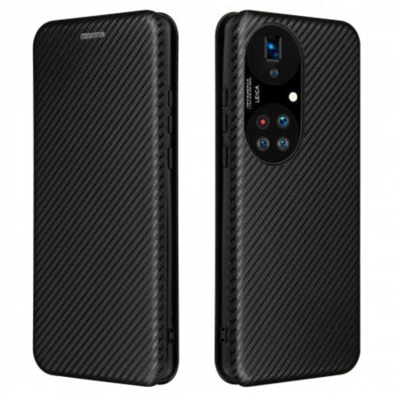 Folio Cover Huawei P50 Pro Custodia in pelle Fibra Di Carbonio