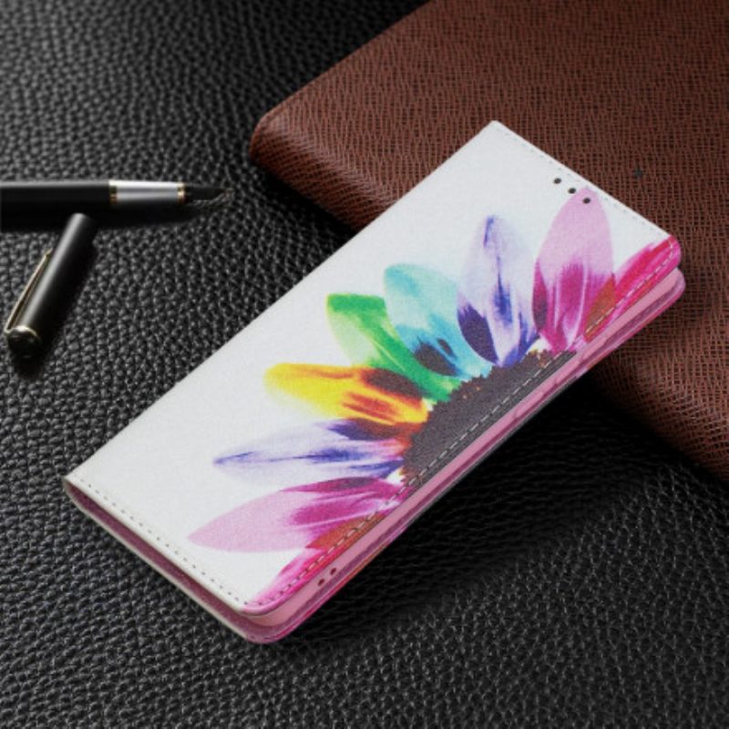 Folio Cover Huawei P50 Pro Custodia in pelle Fiore Dell'acquerello