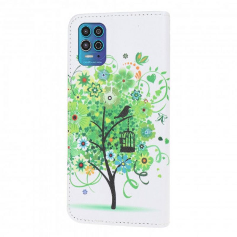 Custodia in pelle Moto G100 Albero In Fiore