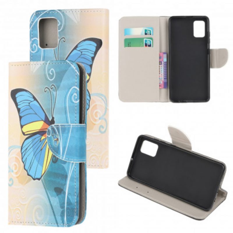 Custodia in pelle Moto G100 Farfalle