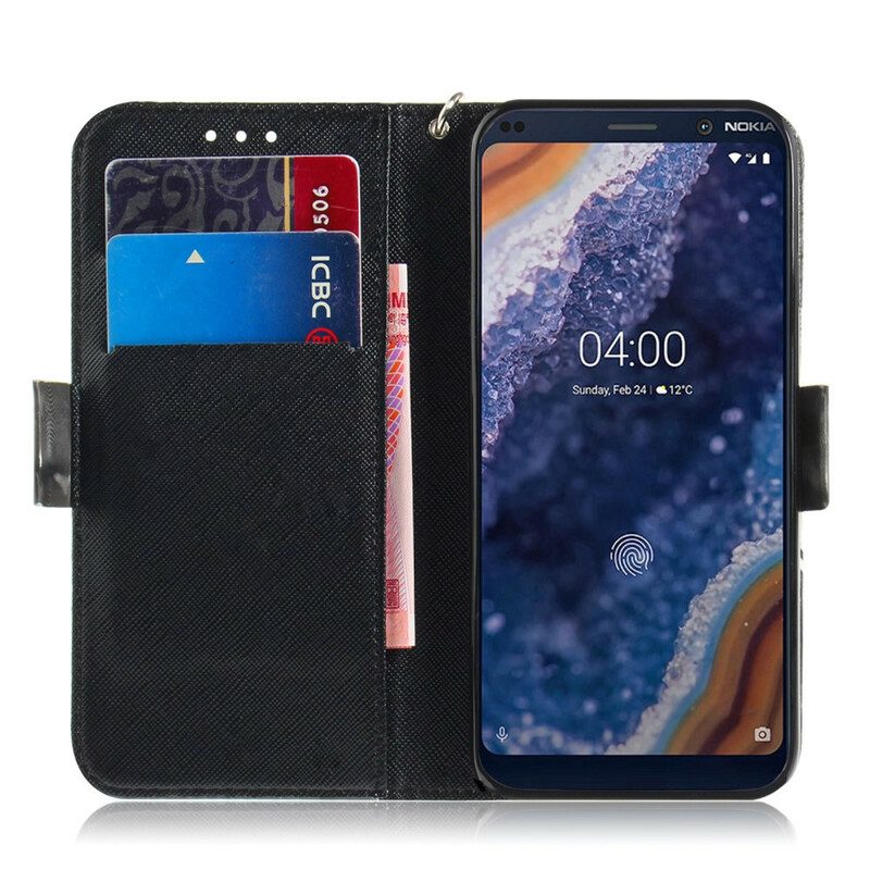 Custodia in pelle Nokia 9 PureView Manda Magistrale Con Cordino