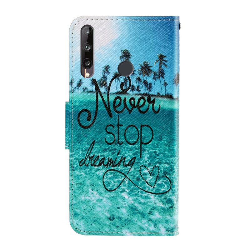 Custodia A Portafoglio Huawei P40 Lite E Non Smettere Mai Di Sognare Navy Strappy