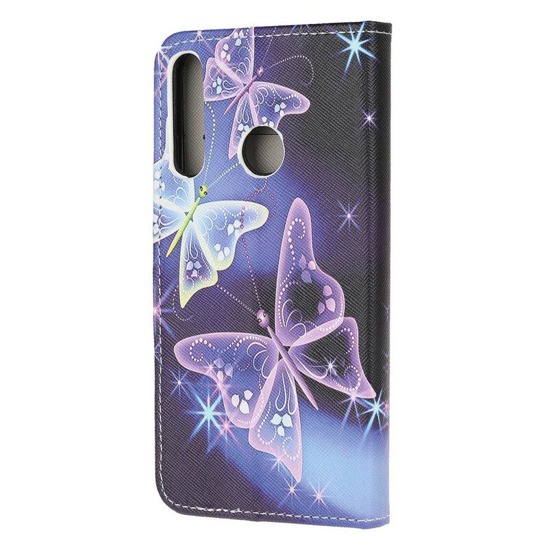 Custodia in pelle Huawei P40 Lite E Farfalle E Fiori