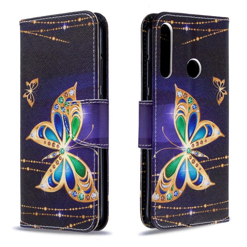 Custodia in pelle Huawei P40 Lite E Re Farfalle