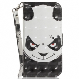 Custodia A Portafoglio Xiaomi Redmi Note 12 4G Panda Arrabbiato Con Cordino