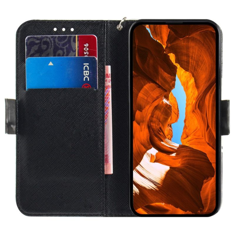 Custodia A Portafoglio Xiaomi Redmi Note 12 4G Panda Arrabbiato Con Cordino