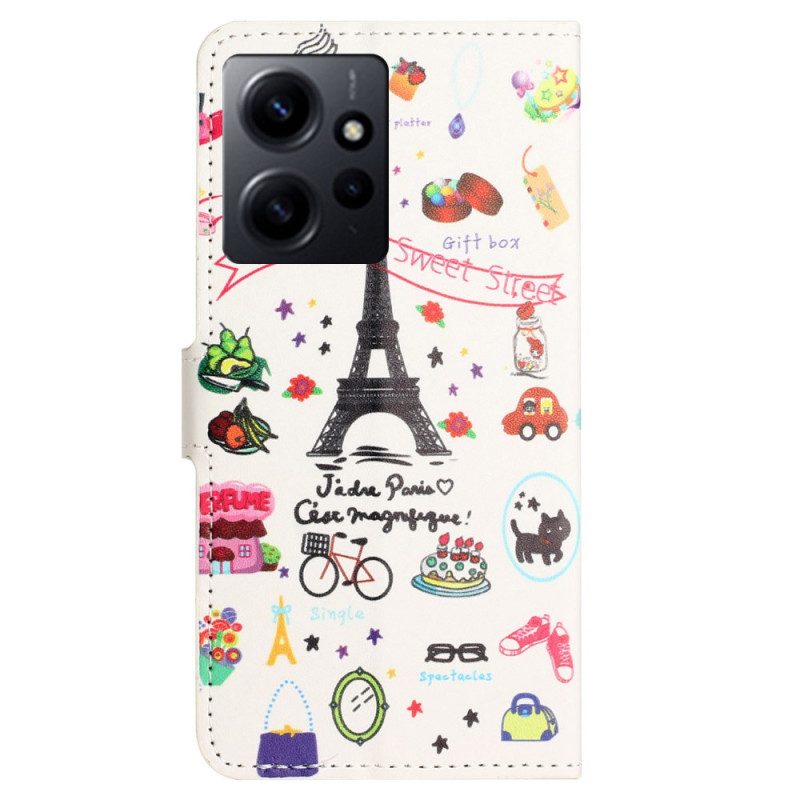 Custodia in pelle Xiaomi Redmi Note 12 4G Amo Parigi