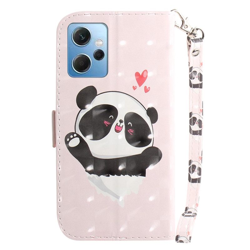 Custodia in pelle Xiaomi Redmi Note 12 4G Panda Love Con Cordino