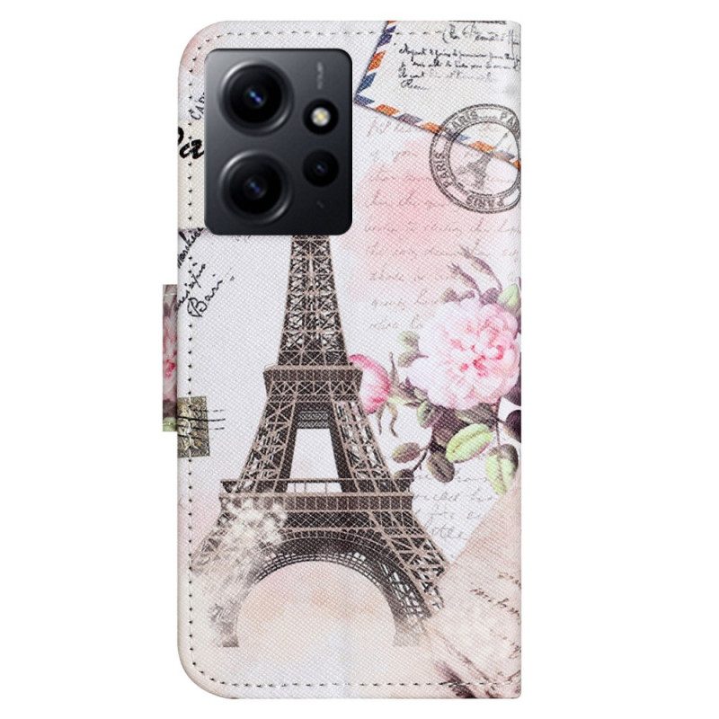 Custodia in pelle Xiaomi Redmi Note 12 4G Torre Eiffel