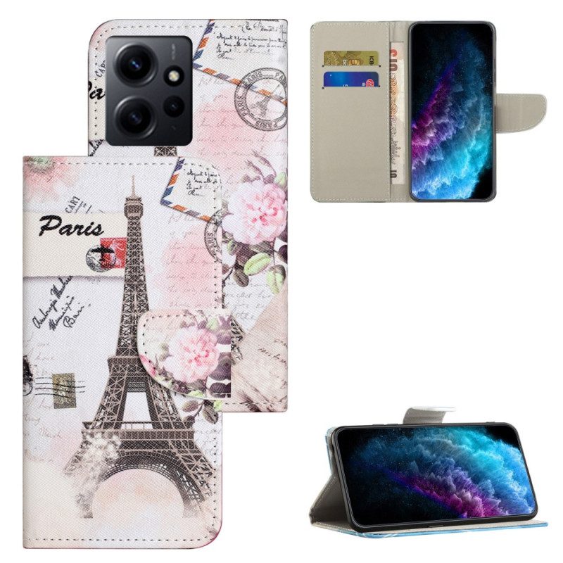 Custodia in pelle Xiaomi Redmi Note 12 4G Torre Eiffel