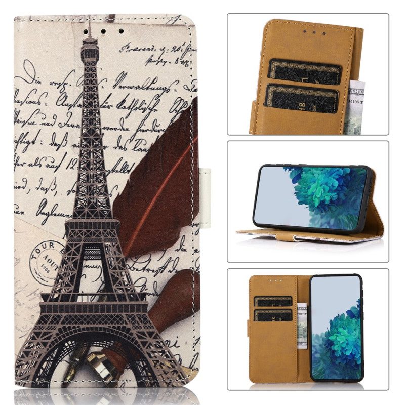 Custodia in pelle Xiaomi Redmi Note 12 4G Torre Eiffel Del Poeta