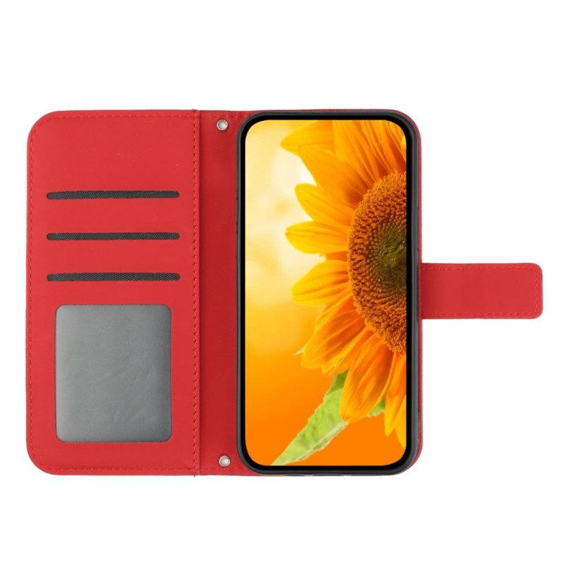 Custodia in pelle Xiaomi Redmi Note 12 4G Tracolla Girasole