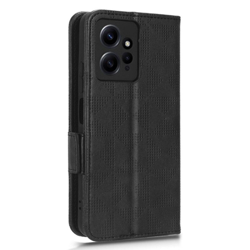 Custodia in pelle Xiaomi Redmi Note 12 4G Triangoli Con Cordino