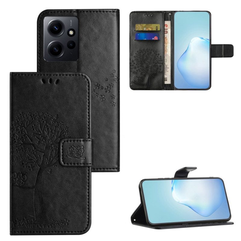 Folio Cover Xiaomi Redmi Note 12 4G Albero E Gatto Strappy