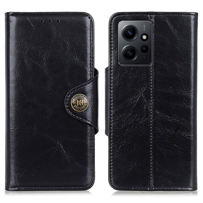 Folio Cover Xiaomi Redmi Note 12 4G Bottone Khazneh In Finta Pelle Verniciata