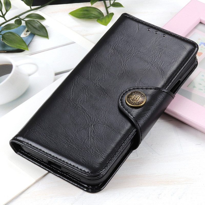 Folio Cover Xiaomi Redmi Note 12 4G Bottone Khazneh In Finta Pelle Verniciata