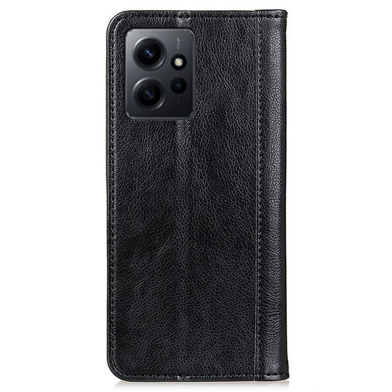 Folio Cover Xiaomi Redmi Note 12 4G Custodia in pelle Crosta D'epoca In Pelle