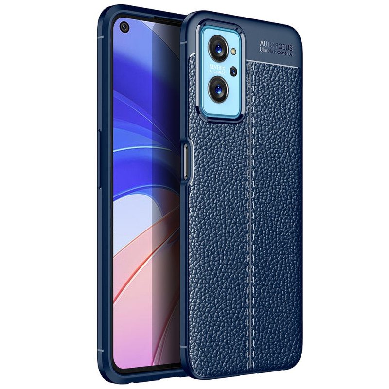 Cover Realme 9i Doppia Linea Litchi Effetto Pelle