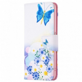 Custodia in pelle Realme 9i Farfalle E Fiori Pastelli