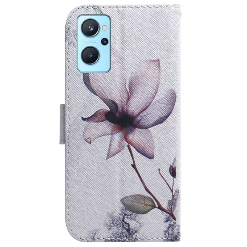 Custodia in pelle Realme 9i Fiore Rosa