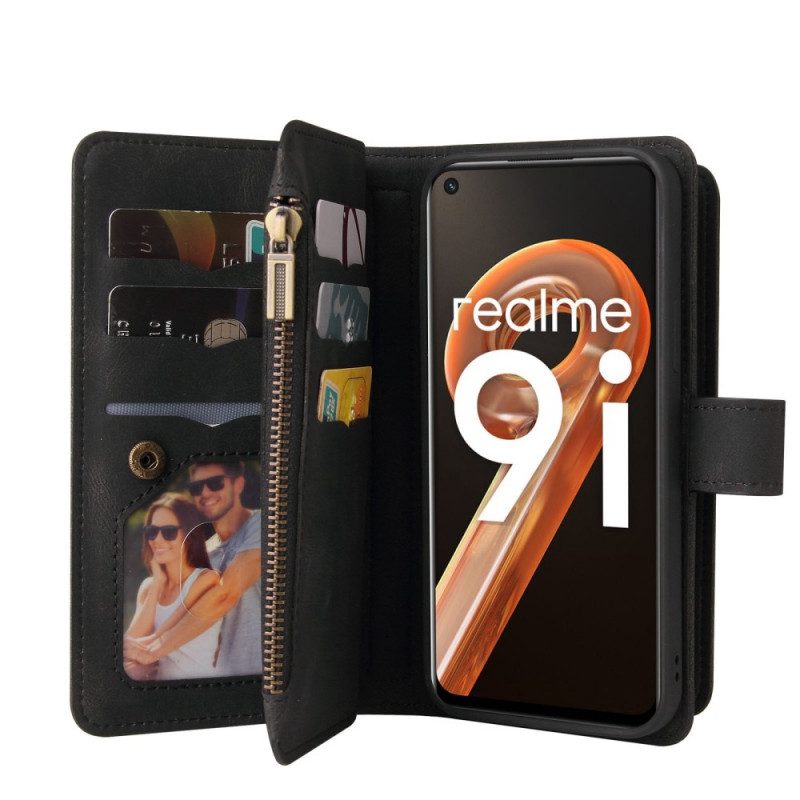 Custodia in pelle Realme 9i Portacarte Multifunzione Da 10 Carte