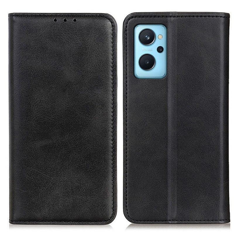 Folio Cover Realme 9i Custodia in pelle Crosta Di Pelle Lavica