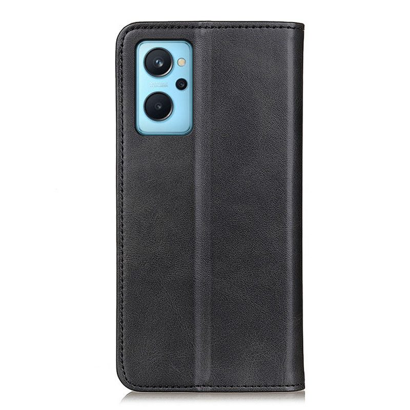 Folio Cover Realme 9i Custodia in pelle Crosta Di Pelle Lavica