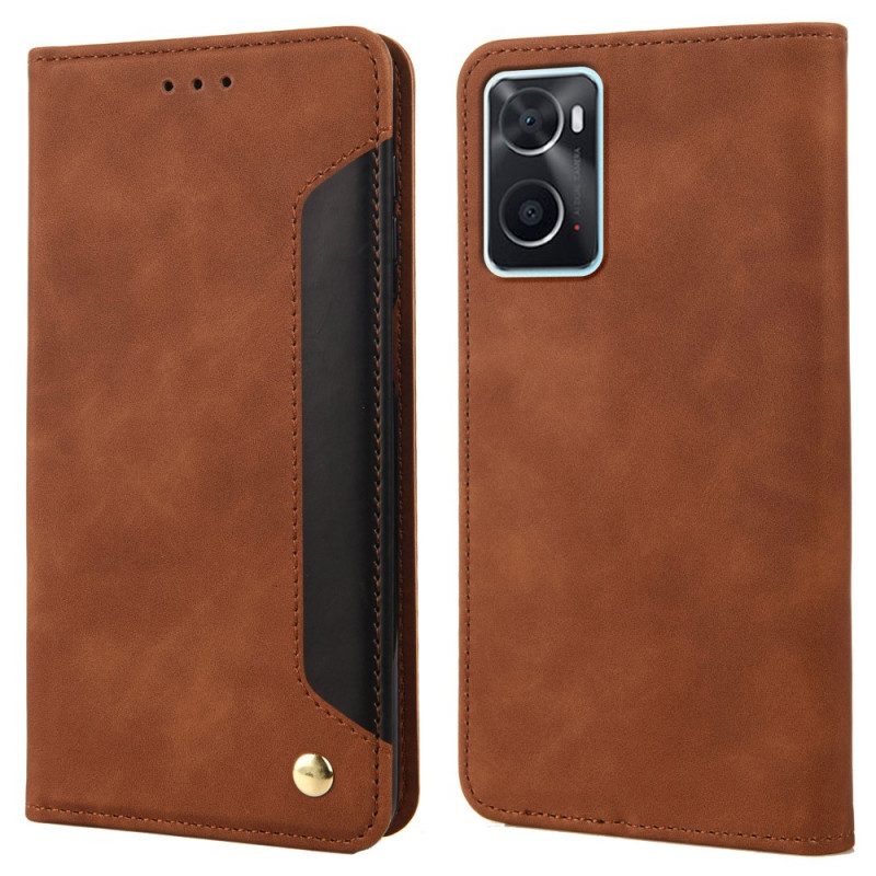 Folio Cover Realme 9i Custodia in pelle Effetto Pelle Business Bicolore