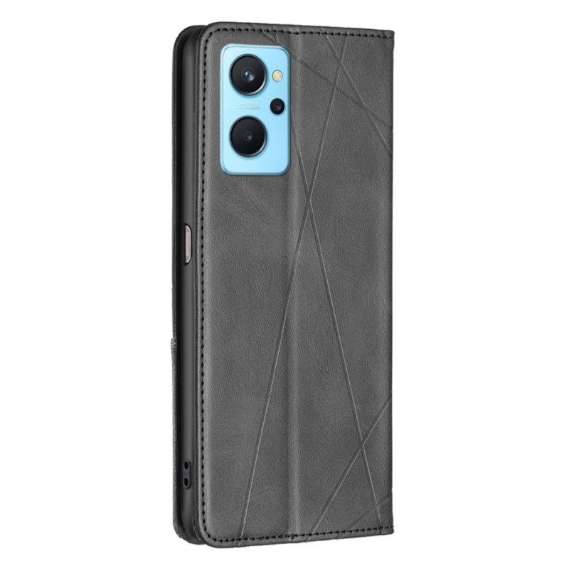 Folio Cover Realme 9i Custodia in pelle Linee Diagonali Modello Finta Pelle