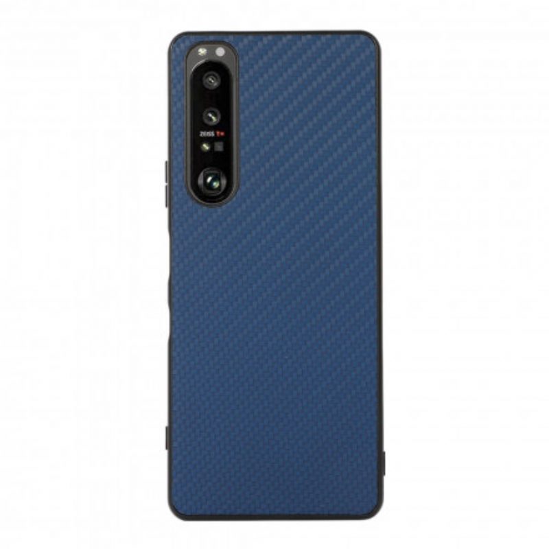 Cover Sony Xperia 1 III Texture In Fibra Di Carbonio Effetto Pelle