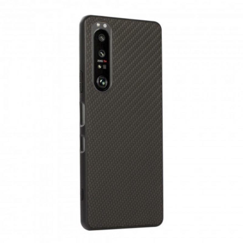 Cover Sony Xperia 1 III Texture In Fibra Di Carbonio Effetto Pelle