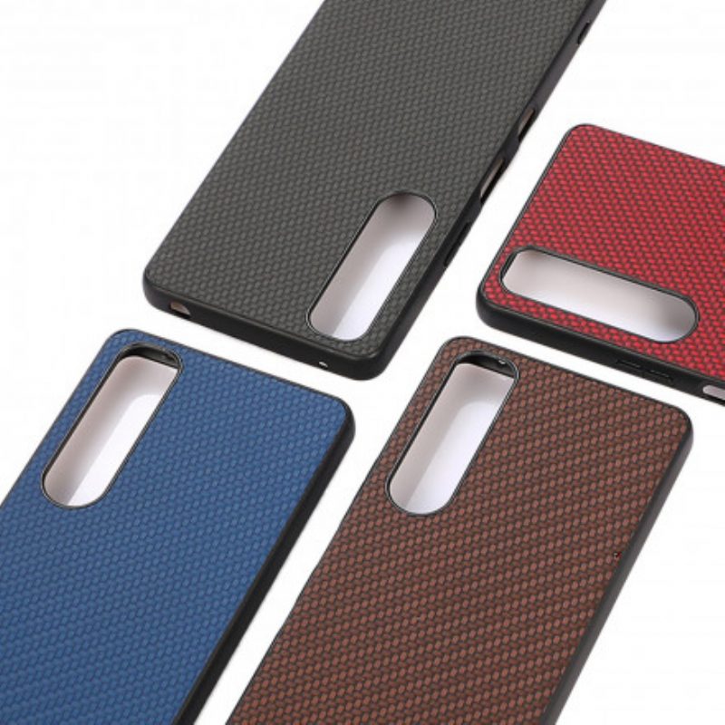 Cover Sony Xperia 1 III Texture In Fibra Di Carbonio Effetto Pelle