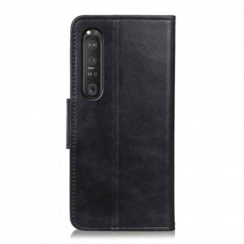 Custodia A Portafoglio Sony Xperia 1 III Chiusura Reversibile Effetto Pelle