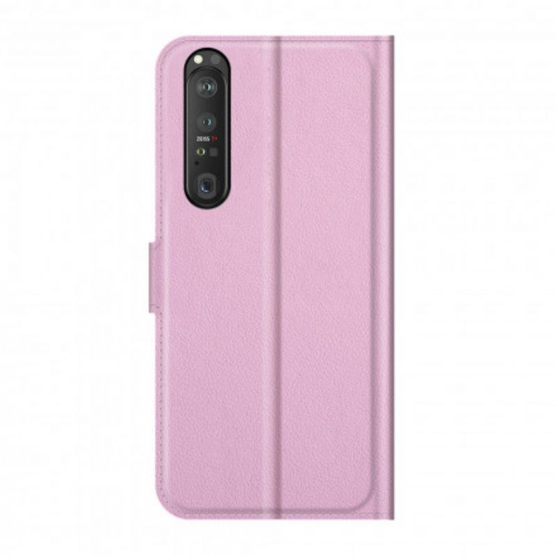 Custodia in pelle Sony Xperia 1 III Classico Effetto Litchi