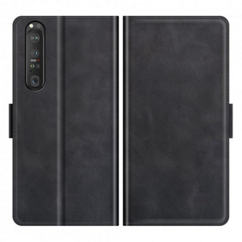 Custodia in pelle Sony Xperia 1 III Folio Cover Doppia Patta Classica