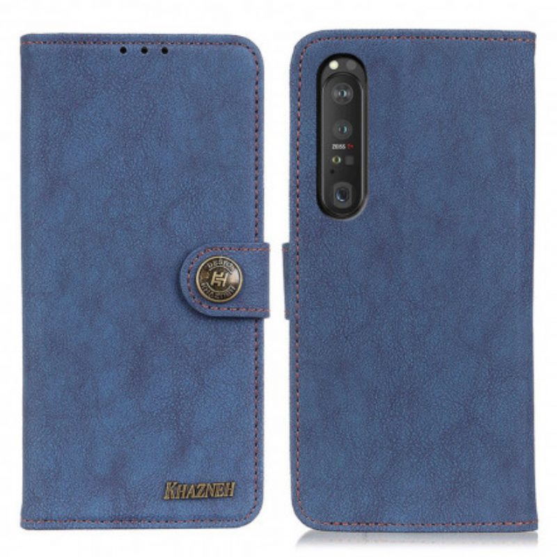 Custodia in pelle Sony Xperia 1 III Khazneh Retro Crosta Ecopelle