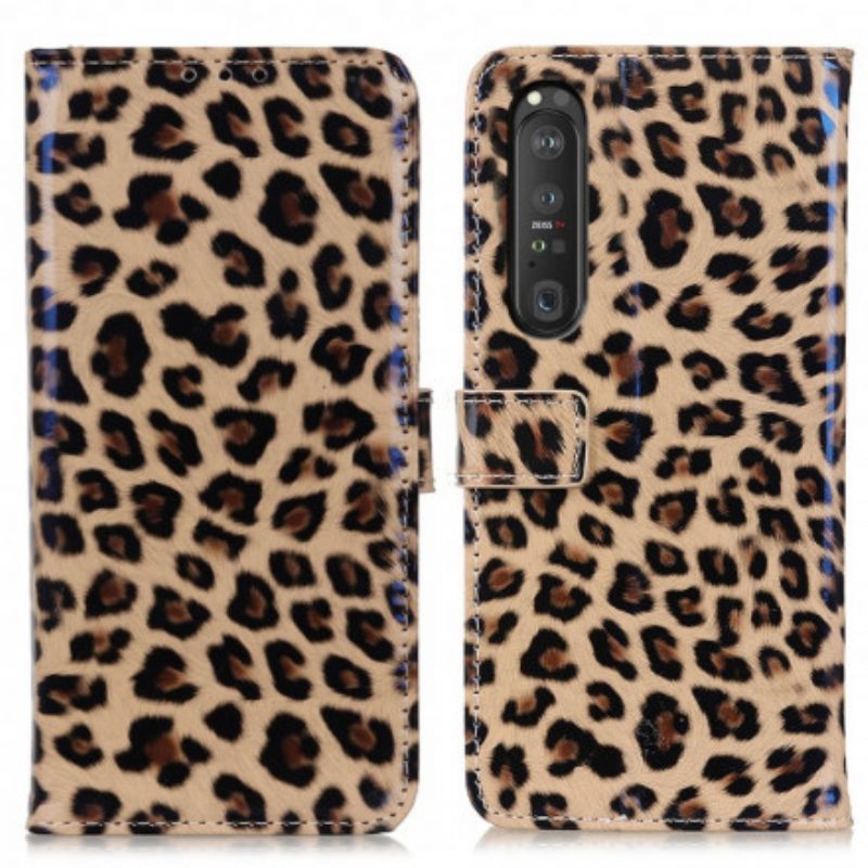 Custodia in pelle Sony Xperia 1 III Leopardo