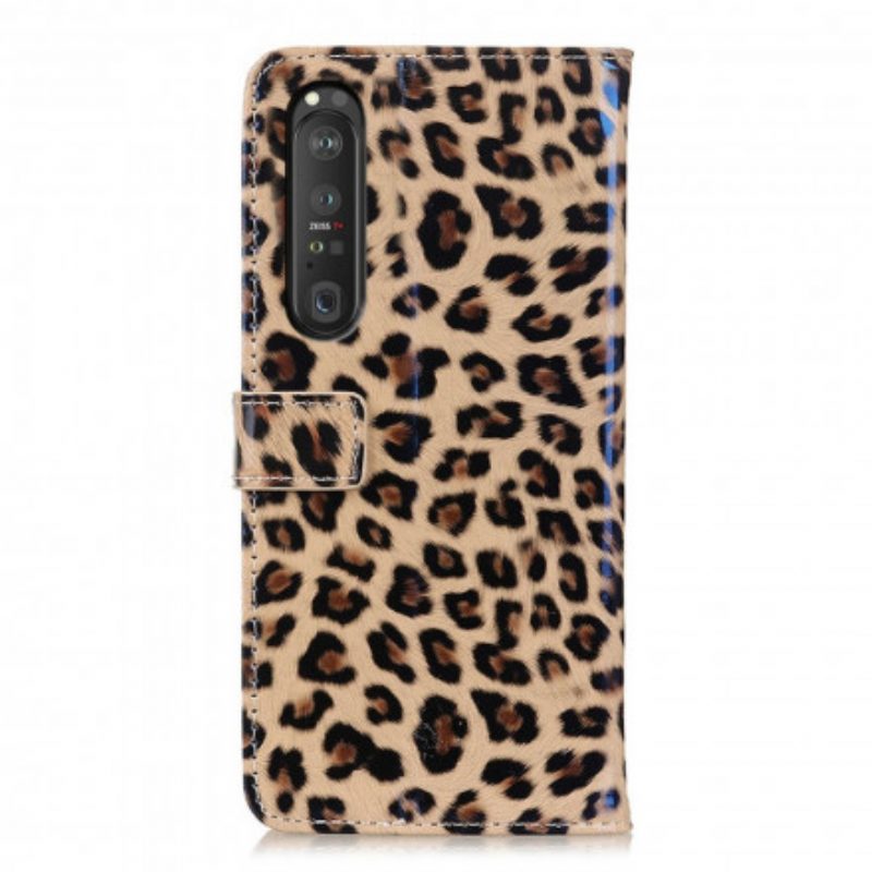 Custodia in pelle Sony Xperia 1 III Leopardo