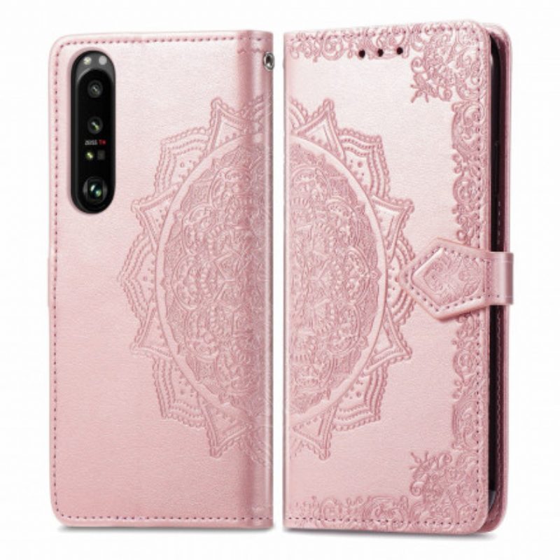 Custodia in pelle Sony Xperia 1 III Mandala Medioevo