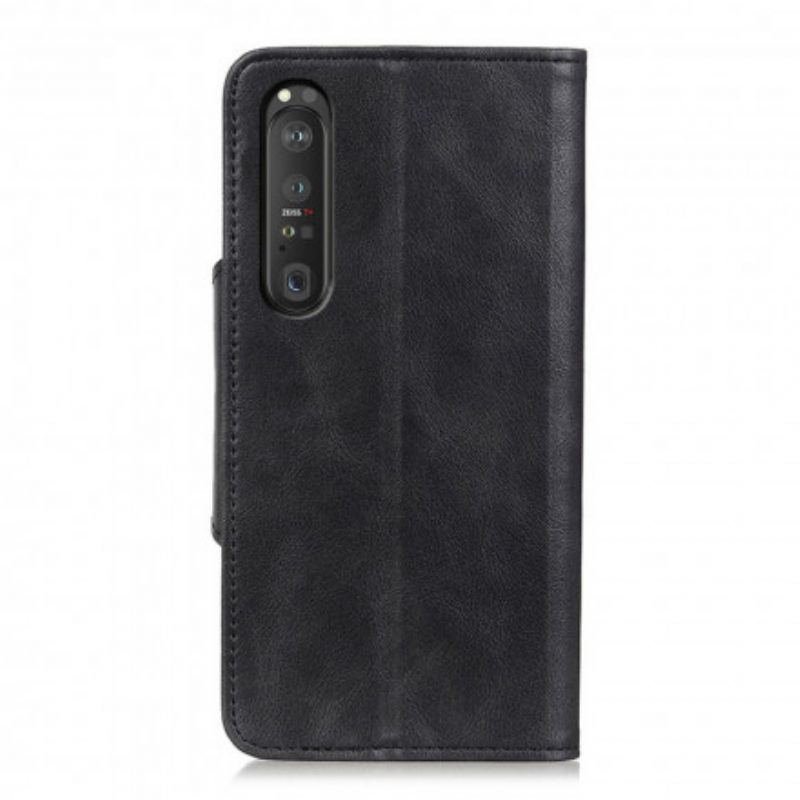 Folio Cover Sony Xperia 1 III Bottone Vintage In Ecopelle