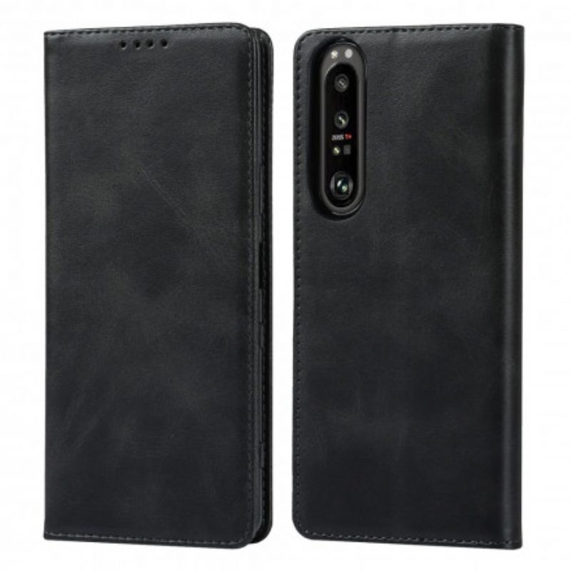 Folio Cover Sony Xperia 1 III Custodia in pelle Classico In Vera Pelle