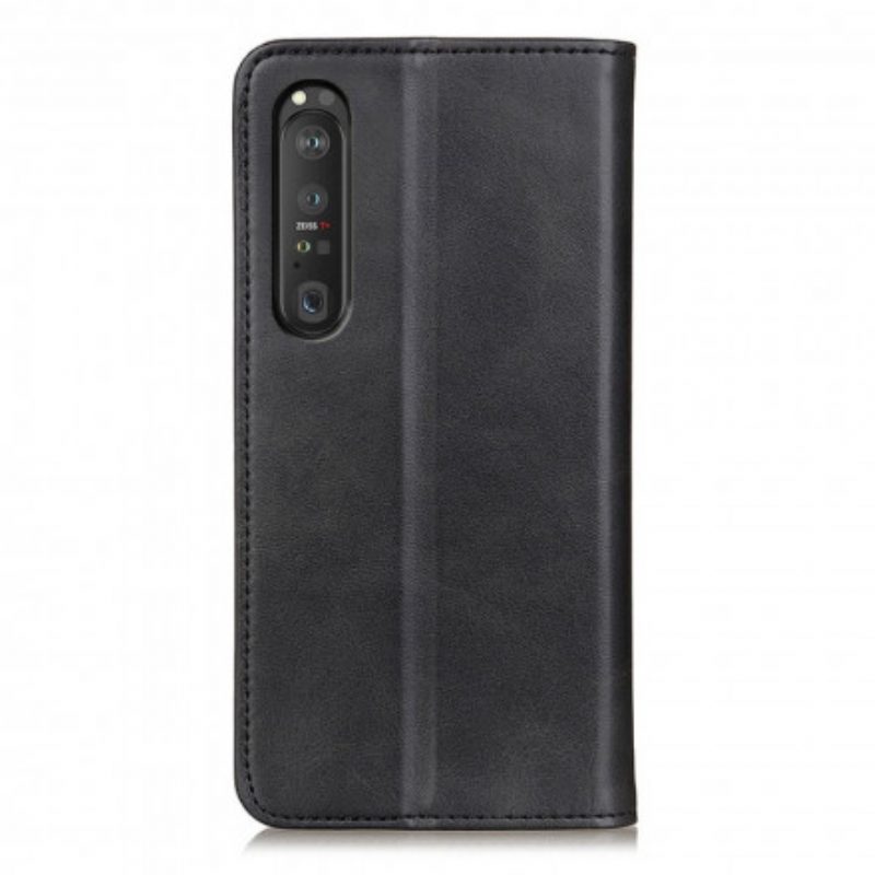 Folio Cover Sony Xperia 1 III Custodia in pelle Pelle Crosta Eleganza