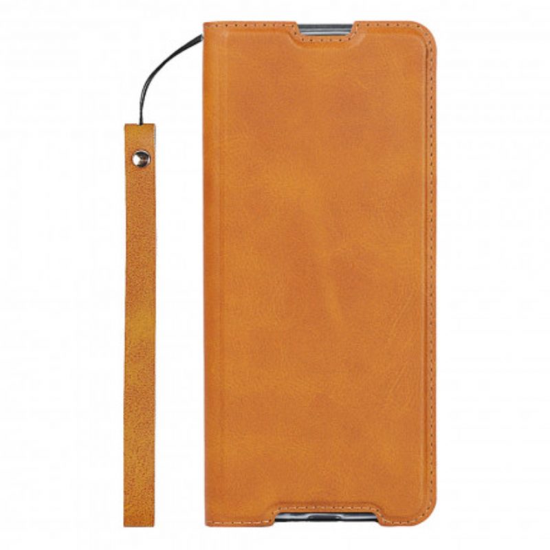 Folio Cover Sony Xperia 1 III Custodia in pelle Strappy Di Classe In Ecopelle