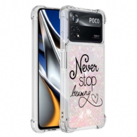 Cover Poco X4 Pro 5G Non Smettere Mai Di Sognare Glitter