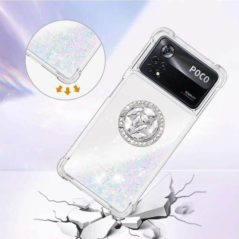 Cover Poco X4 Pro 5G Paillettes Con Supporto Ad Anello