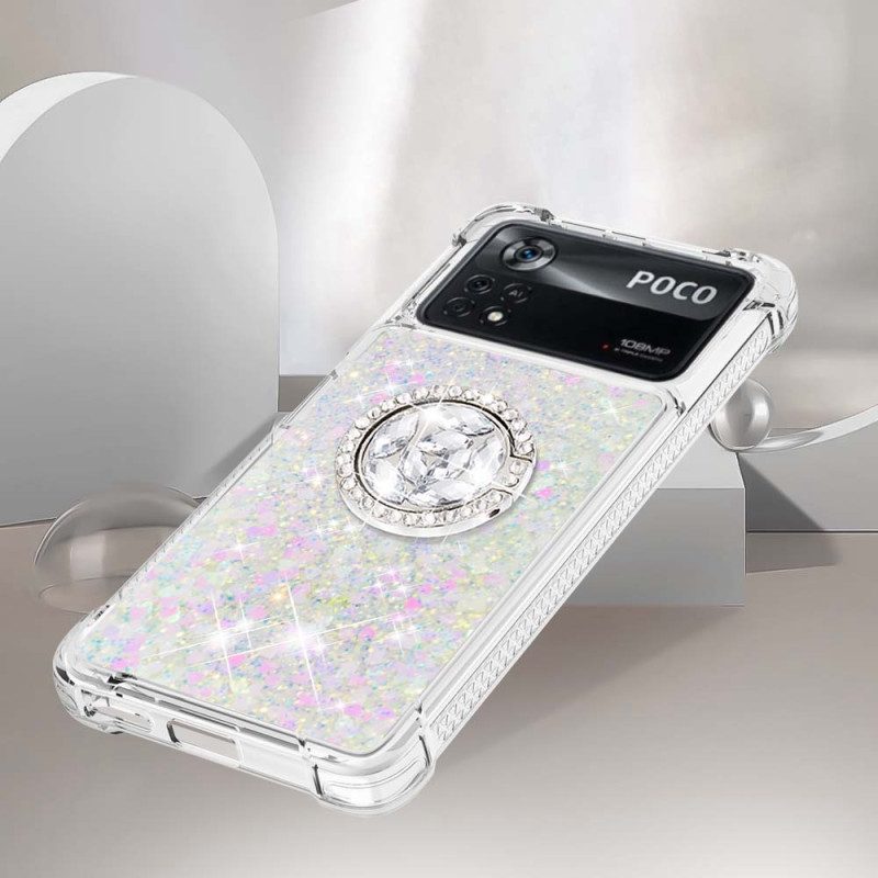 Cover Poco X4 Pro 5G Paillettes Con Supporto Ad Anello