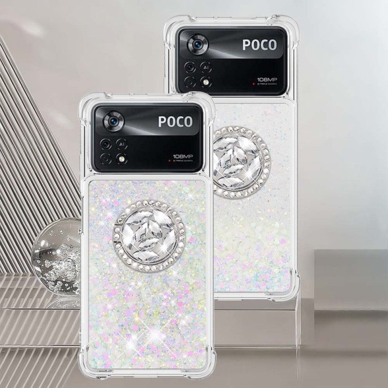 Cover Poco X4 Pro 5G Paillettes Con Supporto Ad Anello