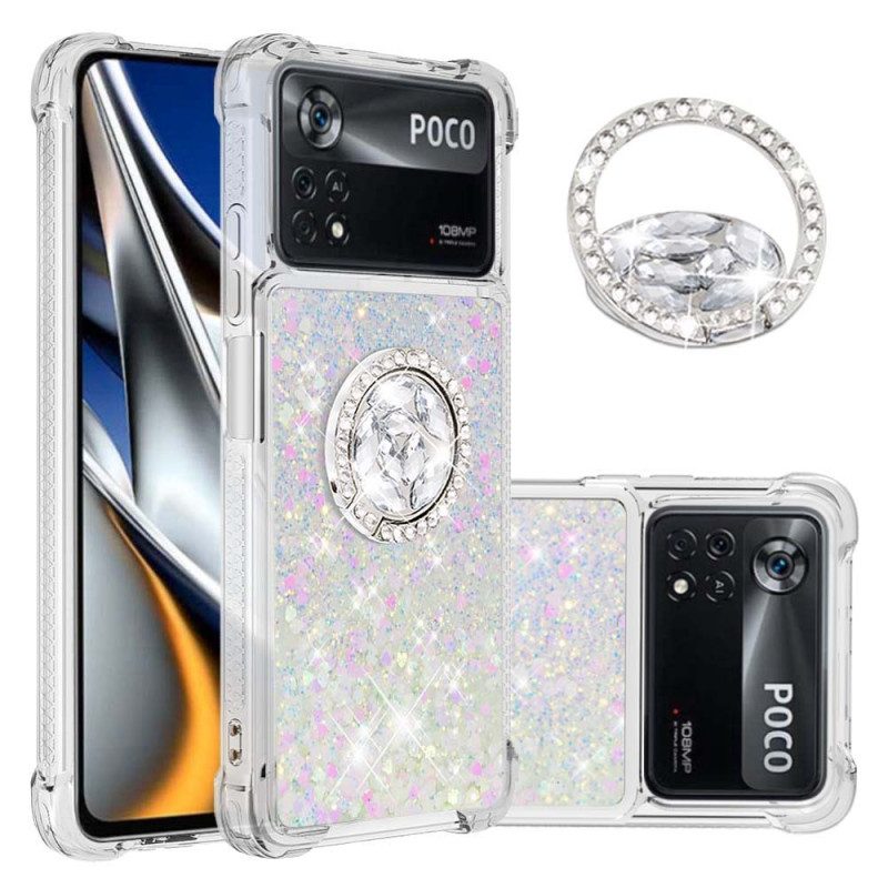 Cover Poco X4 Pro 5G Paillettes Con Supporto Ad Anello